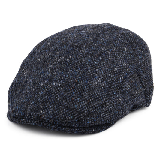 Casquette Plate en Tweed du Donegal Chiné Foyle bleu-noir JAXON & JAMES