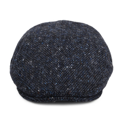 Casquette Plate en Tweed du Donegal Chiné Foyle bleu-noir JAXON & JAMES