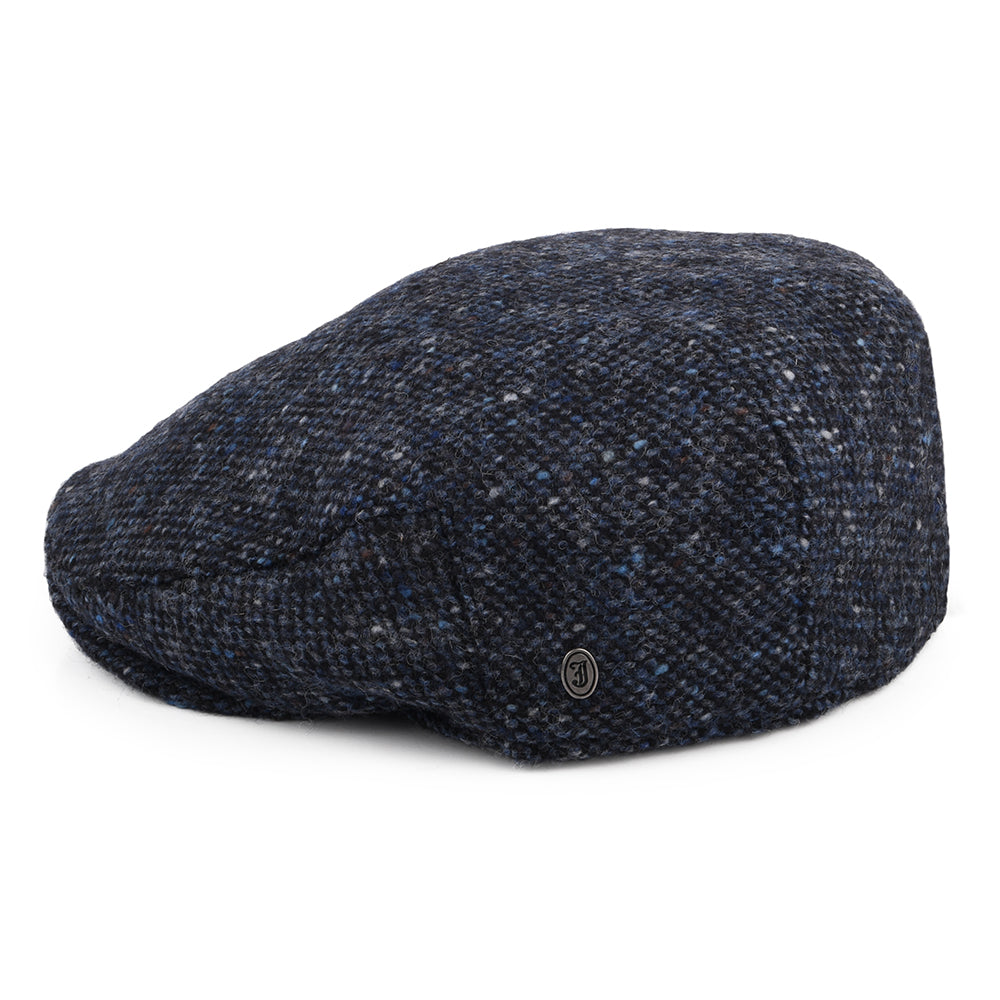 Casquette Plate en Tweed du Donegal Chiné Foyle bleu-noir JAXON & JAMES
