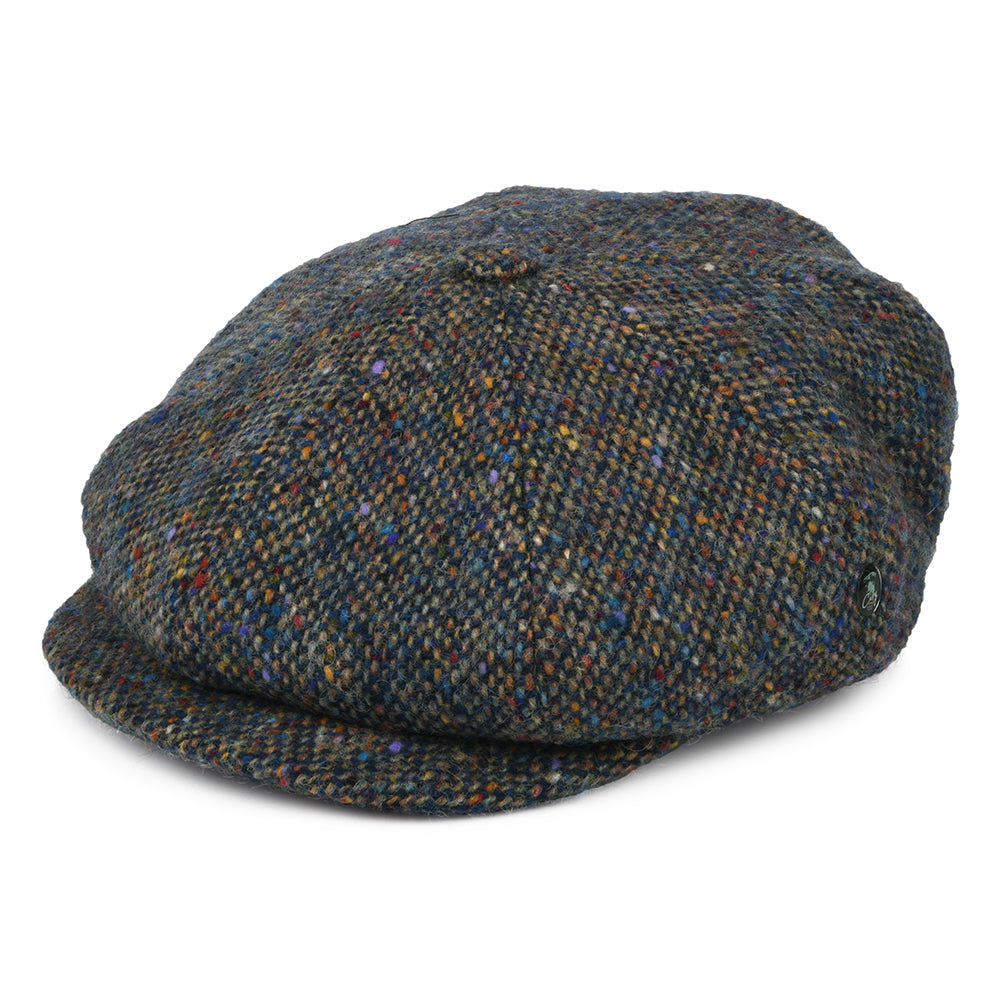 Casquette Gavroche en Tweed du Donegal Chiné Calotte Profonde bleu-multi CITY SPORT