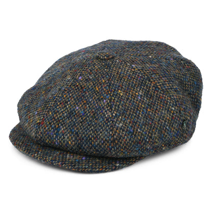 Casquette Gavroche en Tweed du Donegal Chiné Calotte Profonde bleu-multi CITY SPORT