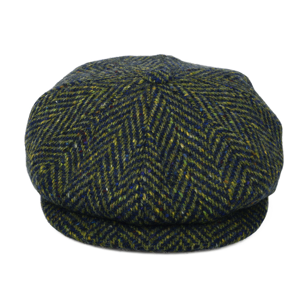Casquette Gavroche en Tweed du Donegal à Chevrons vert-bleu CITY SPORT
