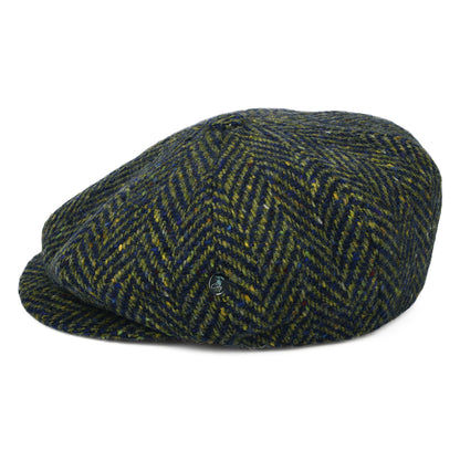 Casquette Gavroche en Tweed du Donegal à Chevrons vert-bleu CITY SPORT