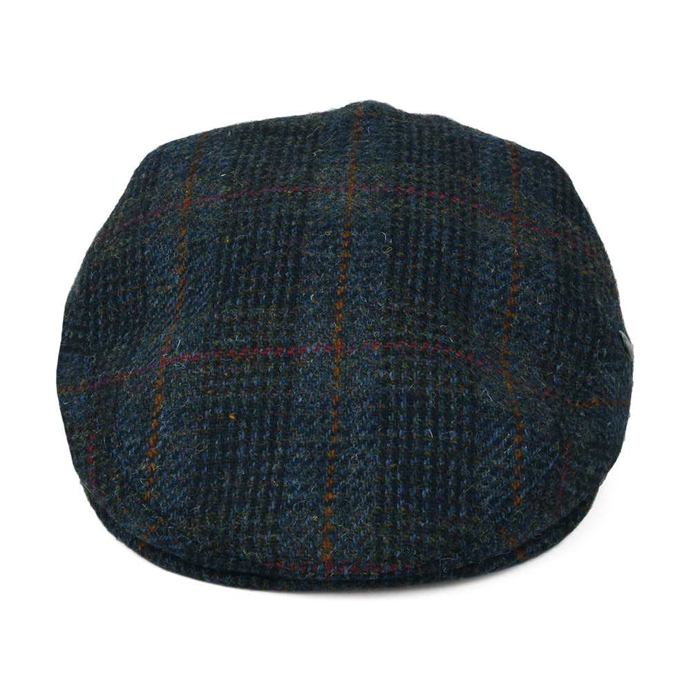 Casquette Plate en HARRIS TWEED à Carreaux bleu-bleu marine CITY SPORT