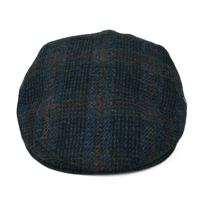 Casquette Plate en HARRIS TWEED à Carreaux bleu-bleu marine CITY SPORT