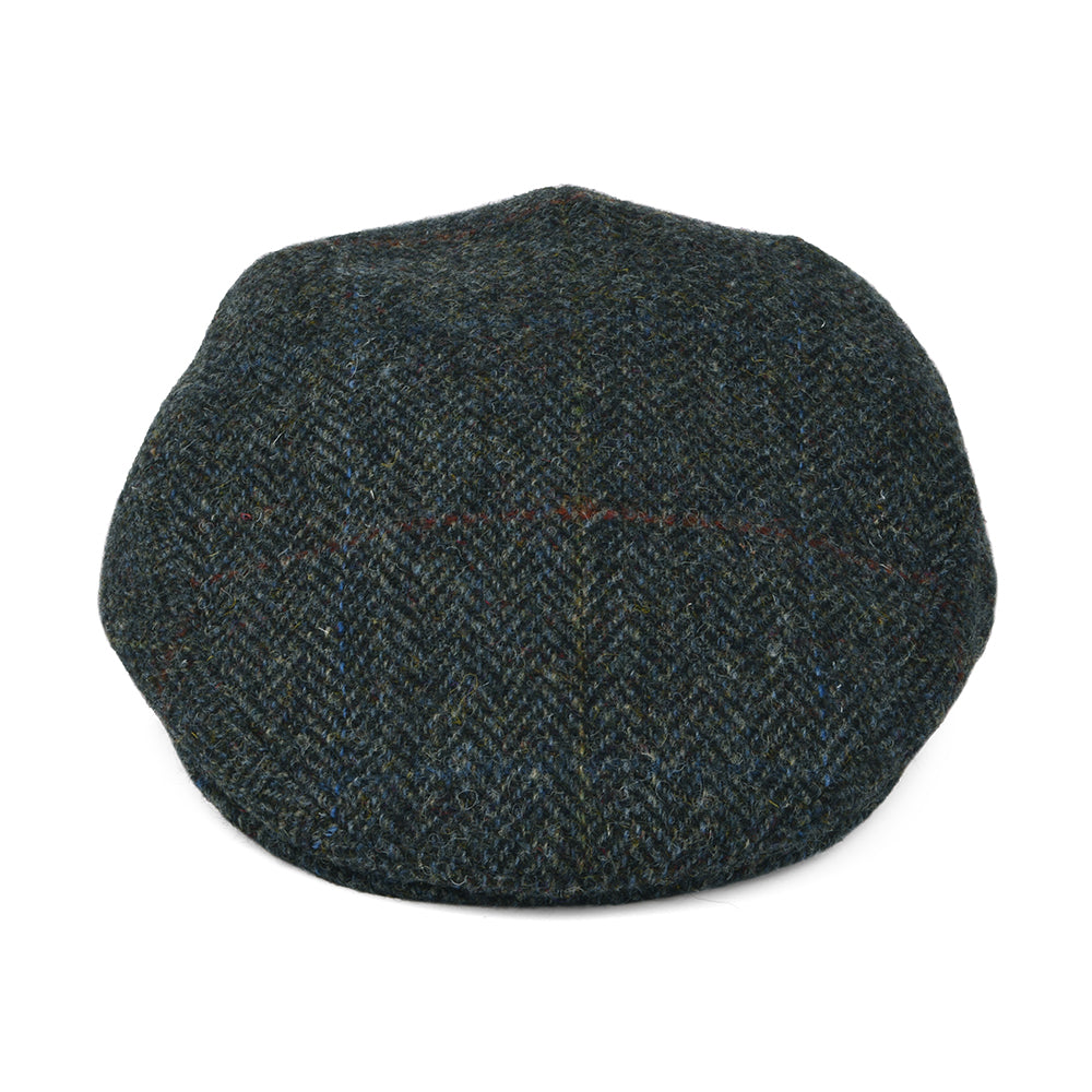Casquette Plate en HARRIS TWEED à Carreaux et Chevrons gris-bleu CITY SPORT