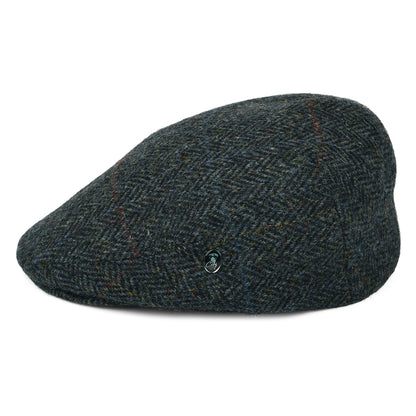 Casquette Plate en HARRIS TWEED à Carreaux et Chevrons gris-bleu CITY SPORT