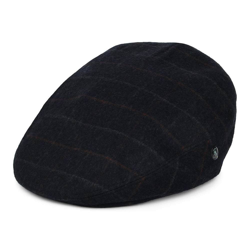 Casquette Plate en Laine Loden à Carreaux bleu marine CITY SPORT