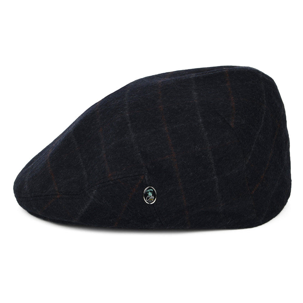 Casquette Plate en Laine Loden à Carreaux bleu marine CITY SPORT