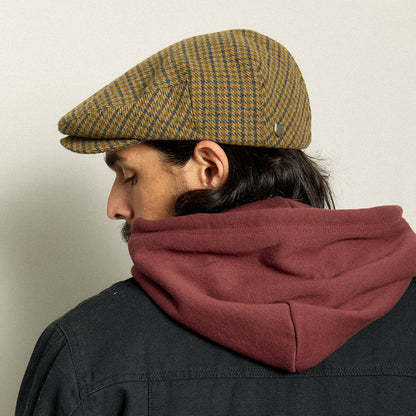 Casquette Plate Pied-de-Poule Hooligan olive clair-marron BRIXTON