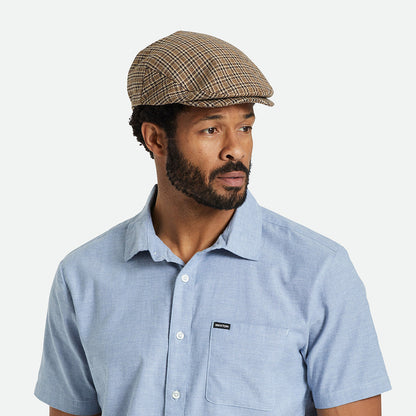 Casquette Plate Pied-de-Poule Hooligan marron foncé-sable BRIXTON