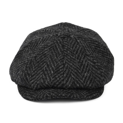 Casquette Gavroche en Tweed du Donegal Épais à Chevrons Glencoagh noir-anthracite JAXON & JAMES