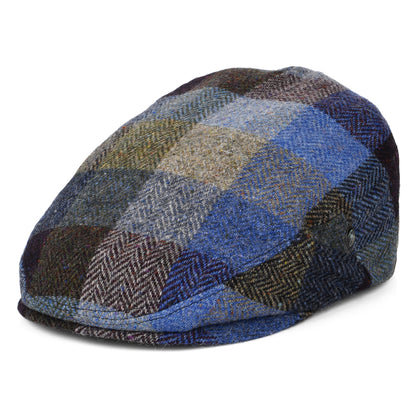 Casquette Plate en Tweed du Donegal Patch à Chevrons bleu-vert CITY SPORT