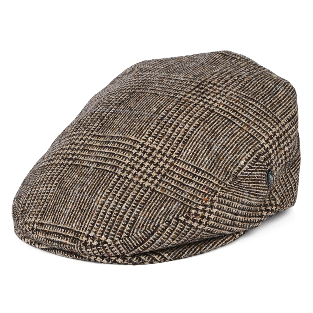 Casquette Plate en Tweed du Donegal Prince-de-Galles marron CITY SPORT