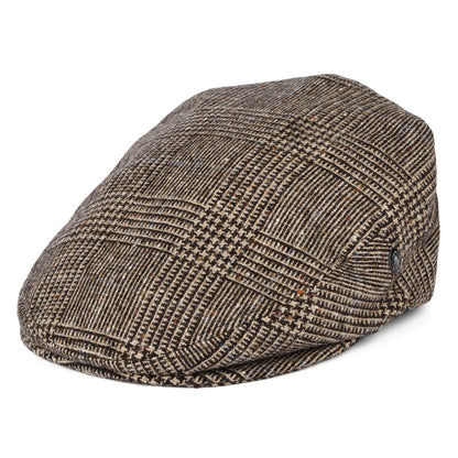 Casquette Plate en Tweed du Donegal Prince-de-Galles marron CITY SPORT
