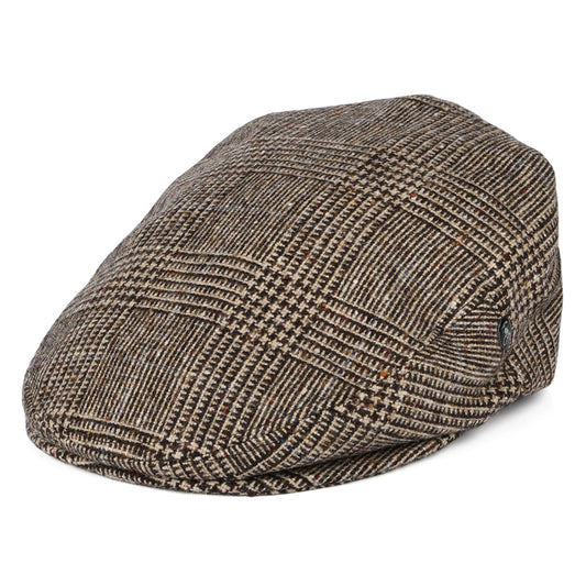 Casquette Plate en Tweed du Donegal Prince-de-Galles marron CITY SPORT