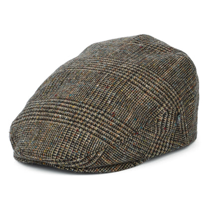Casquette Plate en Tweed du Donegal Prince-de-Galles olive CITY SPORT