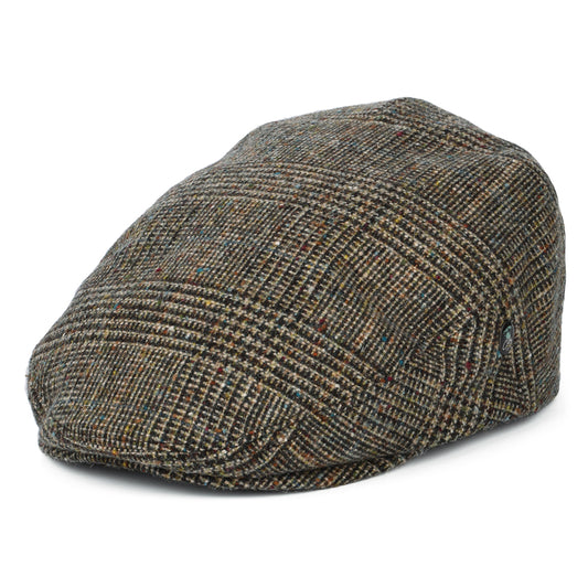 Casquette Plate en Tweed du Donegal Prince-de-Galles olive CITY SPORT
