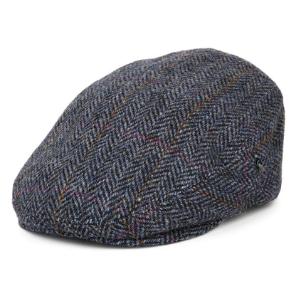 Casquette Plate en HARRIS TWEED à Chevrons bleu marine-bleu CITY SPORT