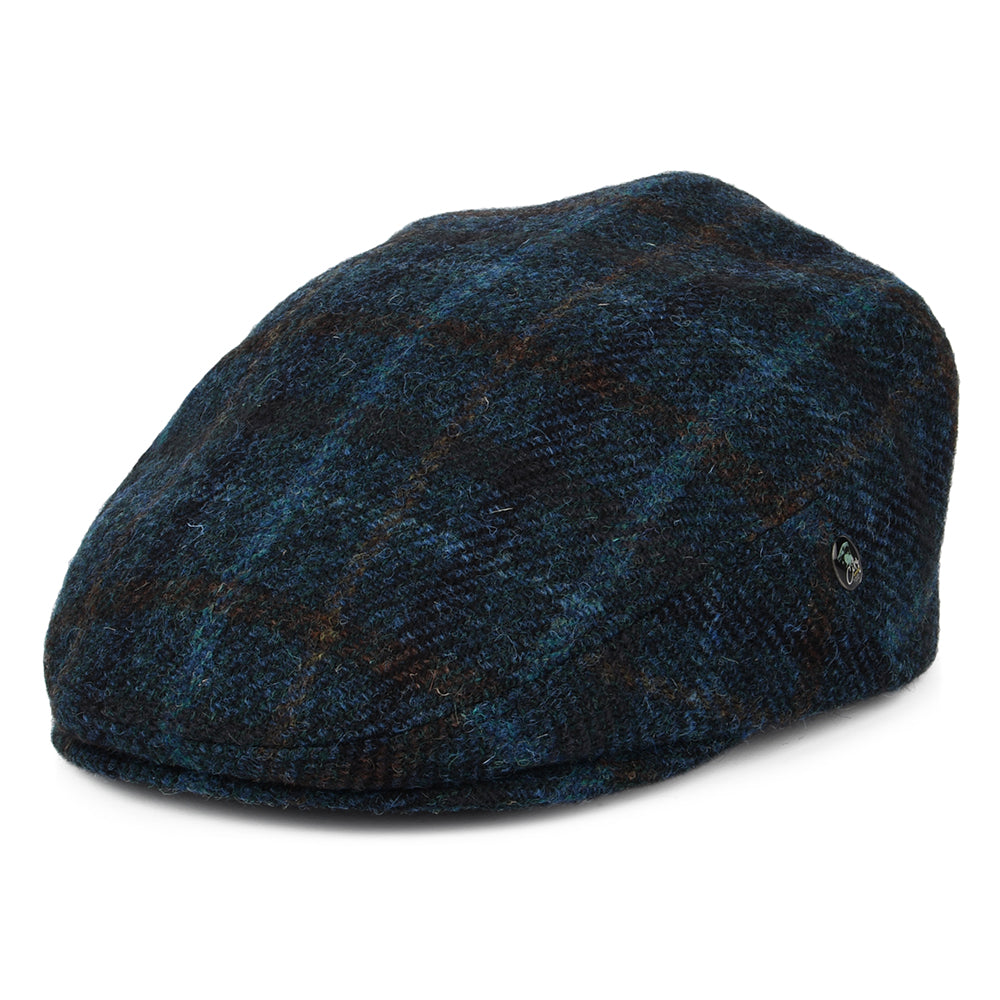 Casquette Plate en HARRIS TWEED à Carreaux bleu sarcelle-bleu-multi CITY SPORT