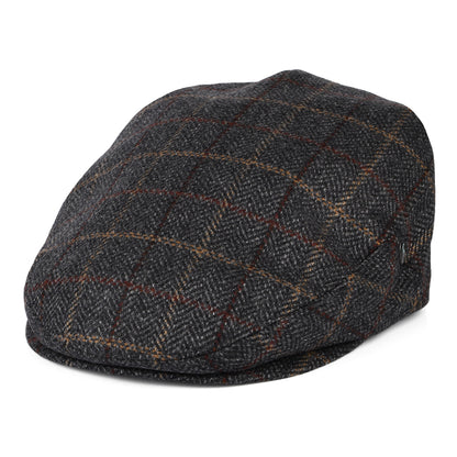 Casquette Plate en Laine et Cachemire à Carreaux et Chevrons gris CITY SPORT