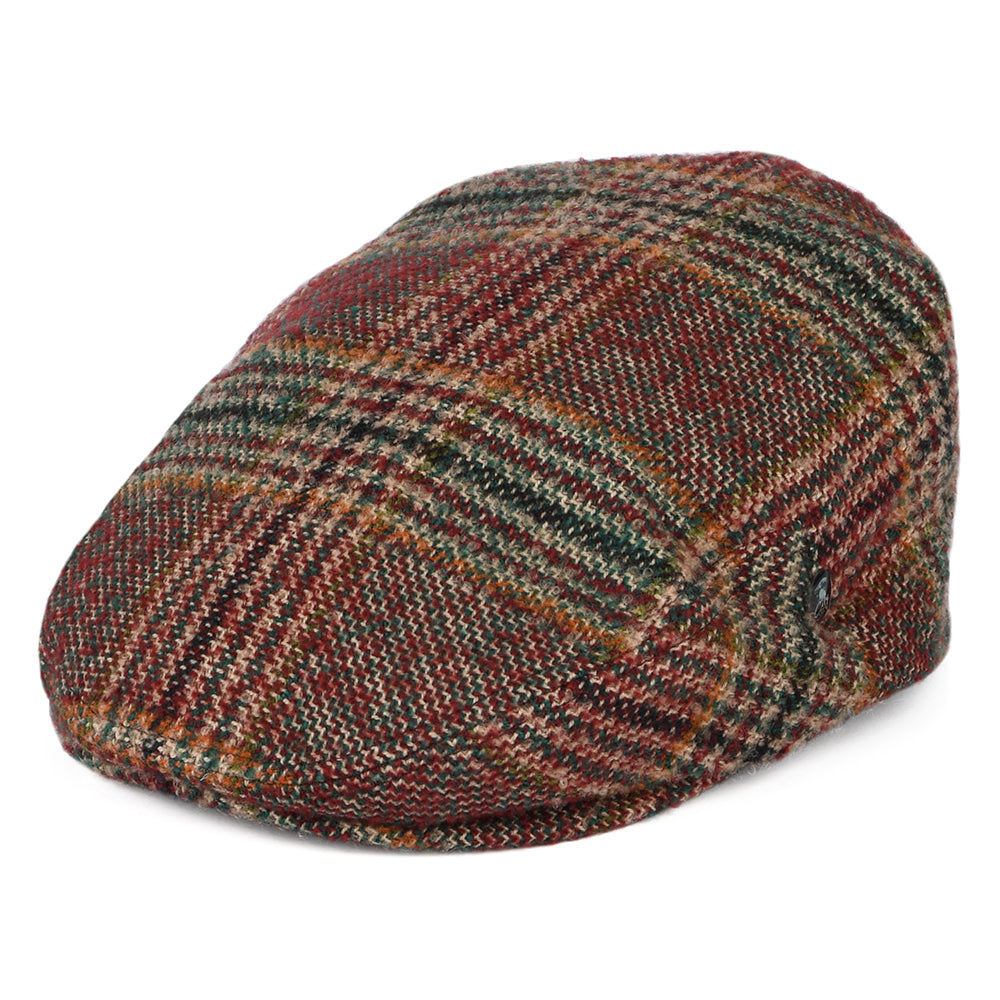 Casquette Plate Prince-de-Galles en Laine Vierge rouge-vert CITY SPORT