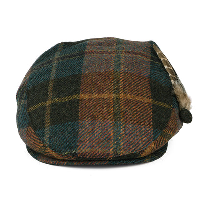 Casquette Plate en Laine Britannique Tartan Plume bleu sarcelle-rouille FAILSWORTH