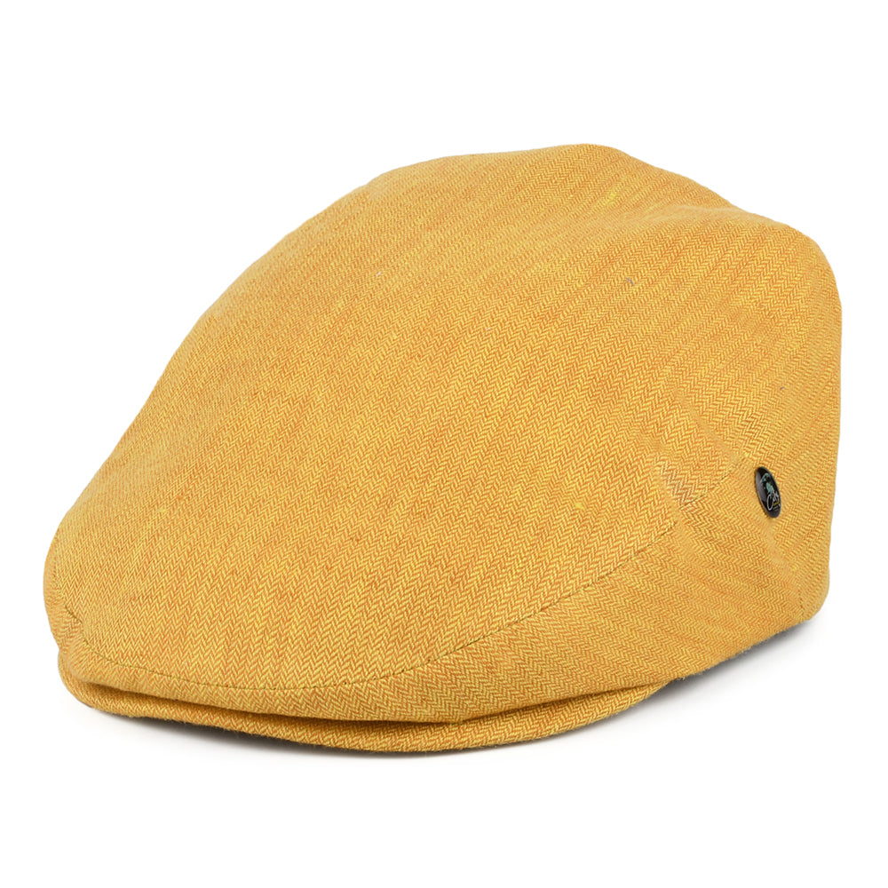 Casquette Plate en Lin à Micro Chevrons moutarde CITY SPORT