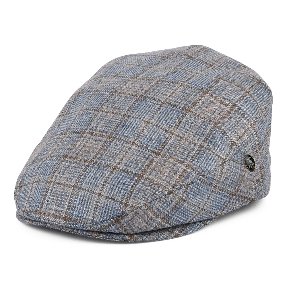 Casquette Plate Été en Soie et Laine à Carreaux bleu-marron CITY SPORT
