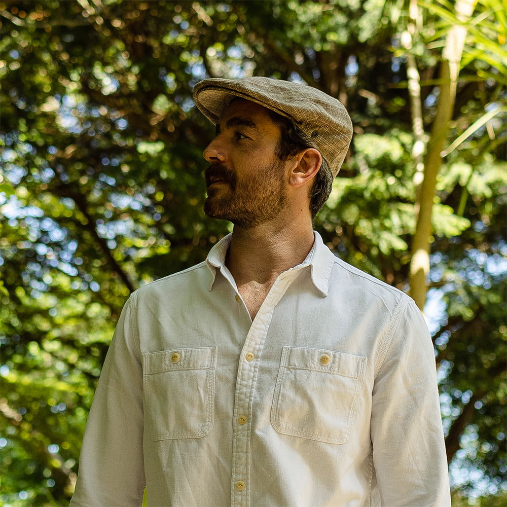 Casquette Plate à Carreaux Grantville beige sable JAXON & JAMES