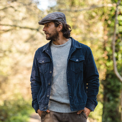 Casquette Plate en Tweed marron-gris JAXON & JAMES