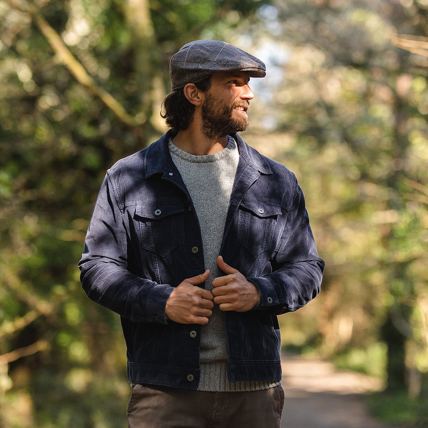 Casquette Plate en Tweed marron-gris JAXON & JAMES