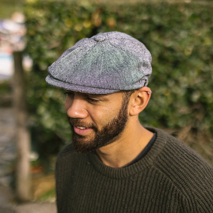 Casquette Gavroche en Tweed Chiné noir JAXON & JAMES