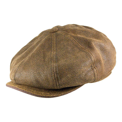 Casquette Gavroche en Cuir Burney marron STETSON