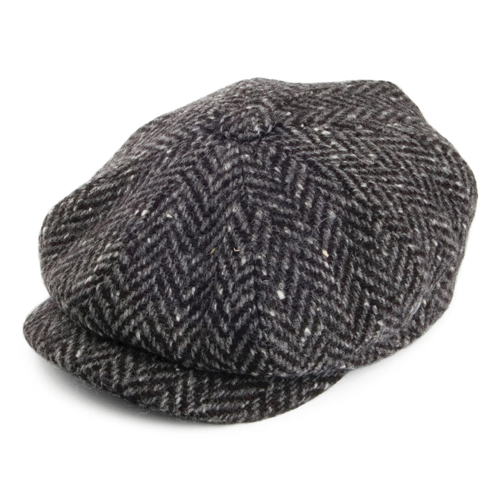 Casquette Gavroche en Tweed du Donegal à Chevrons gris CITY SPORT