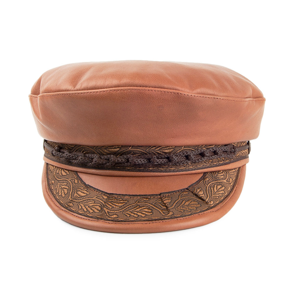 Casquette de Marin Grec en cuir marron clair JAXON & JAMES