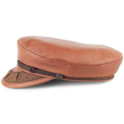 Casquette de Marin Grec en cuir marron clair JAXON & JAMES