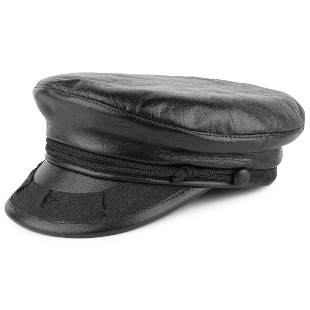 Casquette de Marin Grec en Cuir Classic noir JAXON & JAMES