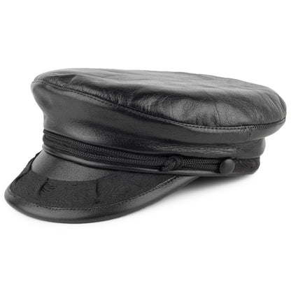 Casquette de Marin Grec en Cuir Classic noir JAXON & JAMES