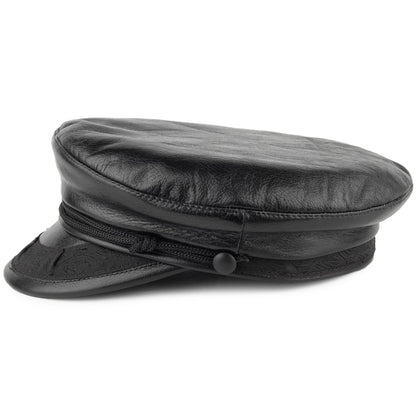 Casquette de Marin Grec en Cuir Classic noir JAXON & JAMES
