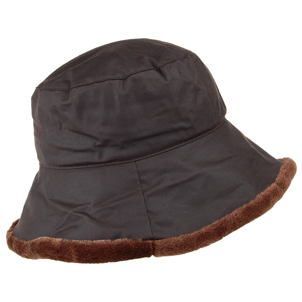 Chapeau Bob en Coton Ciré Rebord en Fausse Fourrure marron FAILSWORTH