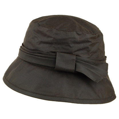 Chapeau Bob en Coton Ciré avec Noeud sur le Côté olive FAILSWORTH