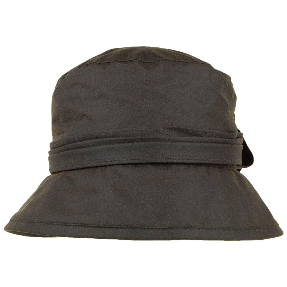 Chapeau Bob en Coton Ciré avec Noeud sur le Côté olive FAILSWORTH
