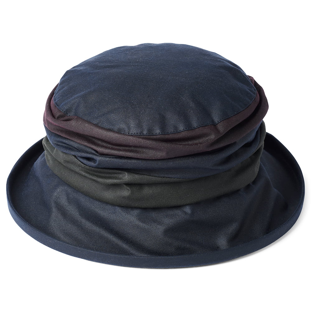 Chapeau Bob de Pluie en Coton Ciré Britannique Annie bleu marine FAILSWORTH