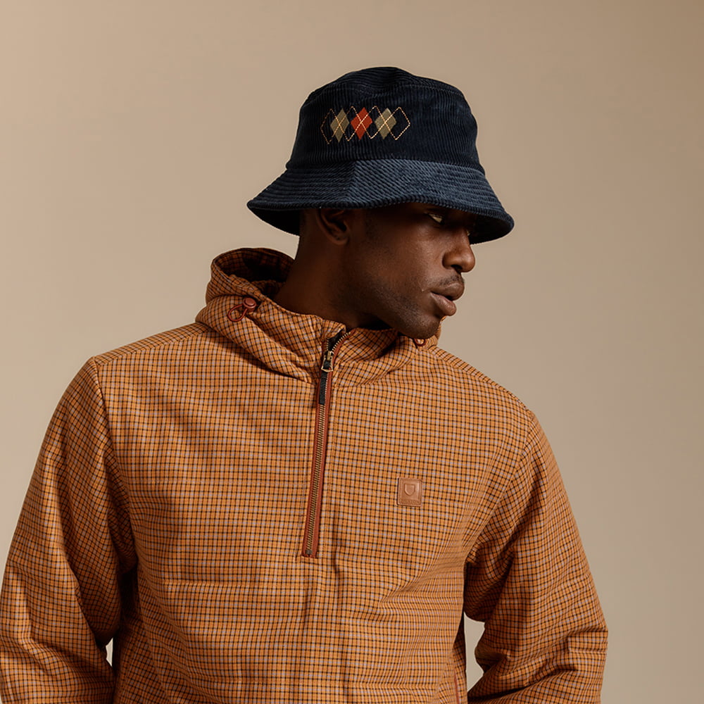 Chapeau Bob Pliable en Velours Côtelé Gramercy bleu marine délavé BRIXTON