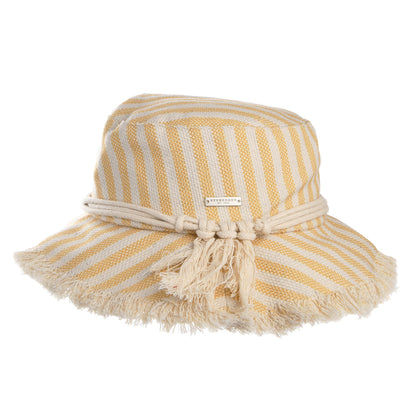 Chapeau Bob à Rayures en Coton crème-miel SEEBERGER