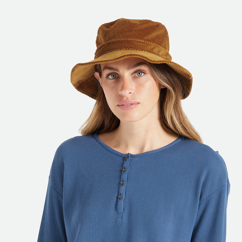Chapeau Bob Pliable en Velours Côtelé Petra caramel BRIXTON