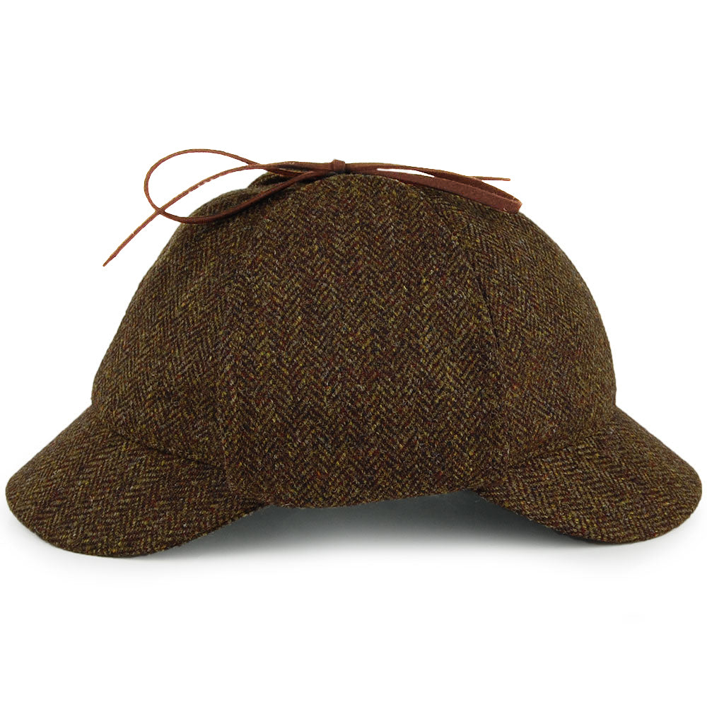 Chapeau Sherlock Holmes en Tweed à Chevrons olive CHRISTYS