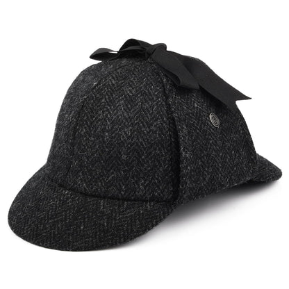 Chapeau Sherlock Holmes en HARRIS TWEED noir-anthracite JAXON & JAMES