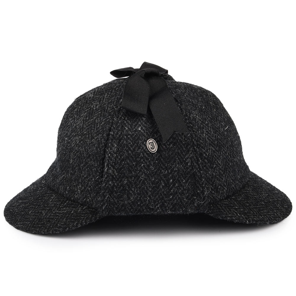 Chapeau Sherlock Holmes en HARRIS TWEED noir-anthracite JAXON & JAMES